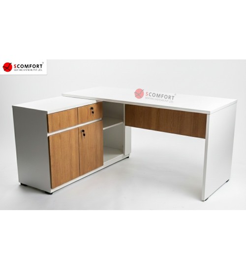 Scomfort SC-EX 7 Executive Office Desk with Side Cabinet and Drawer Storage